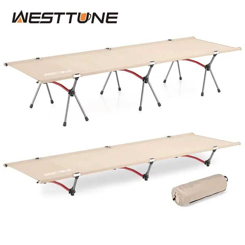 WESTTUNE Portable Folding Camping Cot – Ultralight Aluminum Sleeping Bed for Outdoor Travel